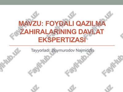yerqa’rinigeologik jihatdan o‘rganish, undan foydalanish va unimuhofaza qilish ustida davlat nazorati — PPTX