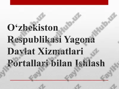 o‘zbekiston respublikasi yagona davlat xizmatlari portallari bilan ishlash — PPTX