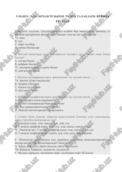 ta'sirchan rezyume tuzish talablari — DOCX