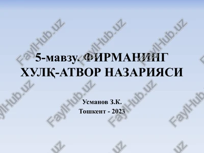 firmaning xulq-atvor nazariyasi — PPTX