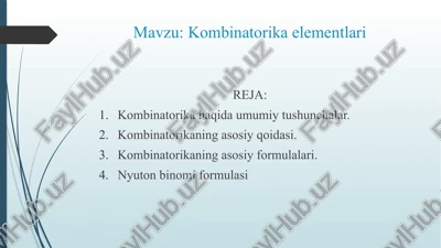 kombinatorika elementlari — PPTX