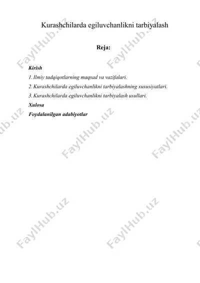 kurashchilarda egiluvchanlikni tarbiyalash — DOCX