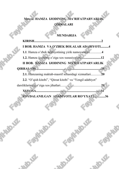 hamza ijodining ma’rifatparvarlik qirralari — DOCX