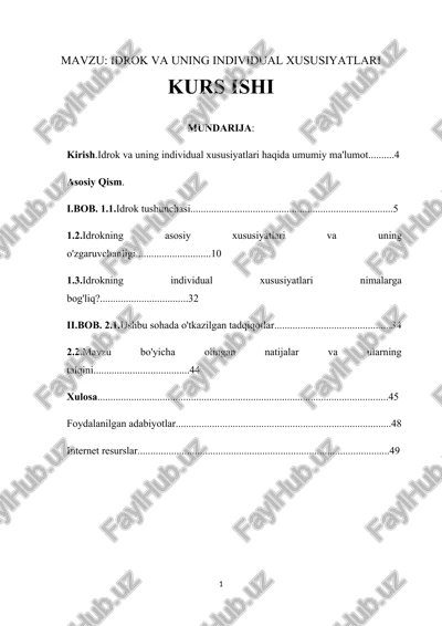 idrok va uning individual xususiyatlari — DOCX
