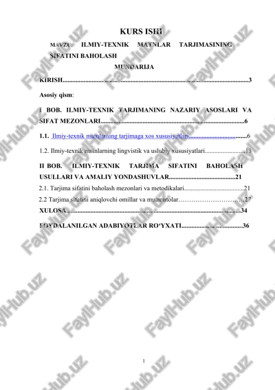 ilmiy-texnik matnlar tarjimasining sifatini baholash — DOCX