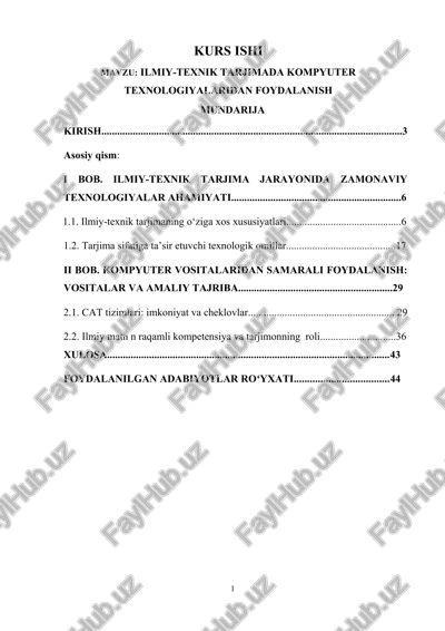 ilmiy-texnik tarjimada kompyuter texnologiyalaridan foydalanish — DOCX