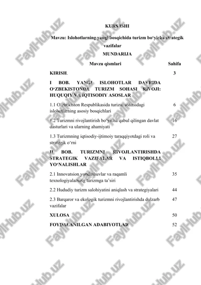 islohotlarning yangi bosqichida turizm bo‘yicha strategik vazifalar — DOCX