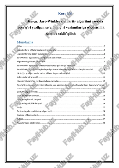 jaro-winkler similarity algoritmi — DOCX
