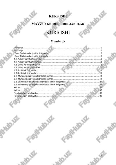 kichik lirik janrlar — DOCX