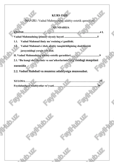 vadud mahmudning adabiy-estetik qarashlari — DOCX