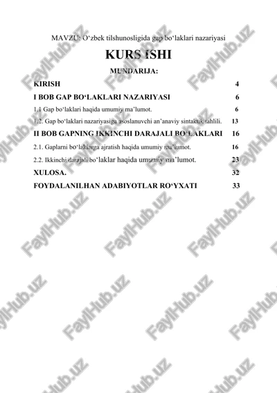 o‘zbek tilshunosligida gap bo‘laklari nazariyasi — DOCX
