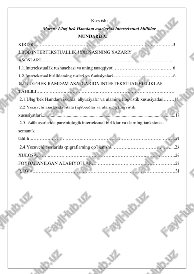 ulug‘bek hamdam asarlarida intertekstual birliklar — DOCX