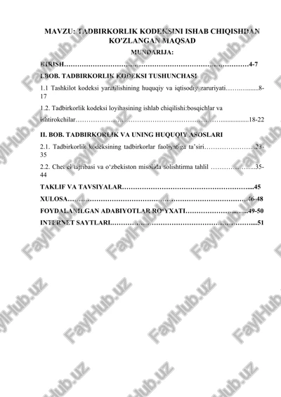 tadbirkorlik kodeksi — DOCX
