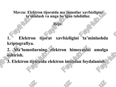 elektrontijoratdagi xavfsizlikni ta’minlash — PPTX