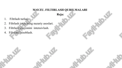 filtirlash qurilmalari — PPTX