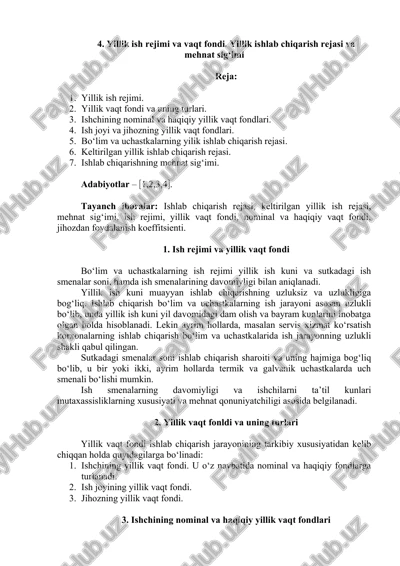 yillik ish rejimi va vaqt fondi — DOCX