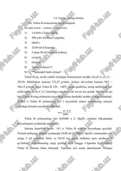 trilon b eritmasi titri — DOCX