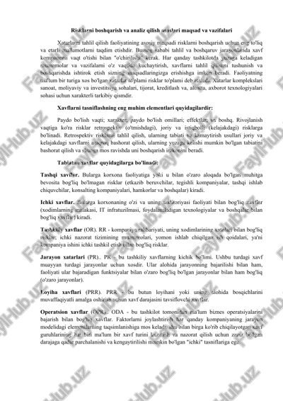 risklarni boshqarish va analiz qilish asoslari maqsad va vazifalari — DOC