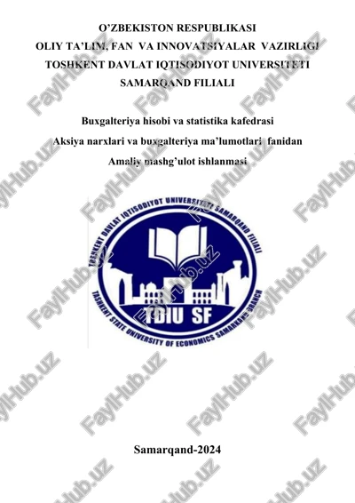 veksel bilan bog‘liq operatsiyalar hisobi — DOCX
