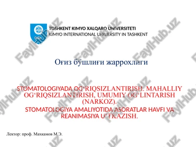 stomatologiyada og‘riqsizlantirish — PPTX