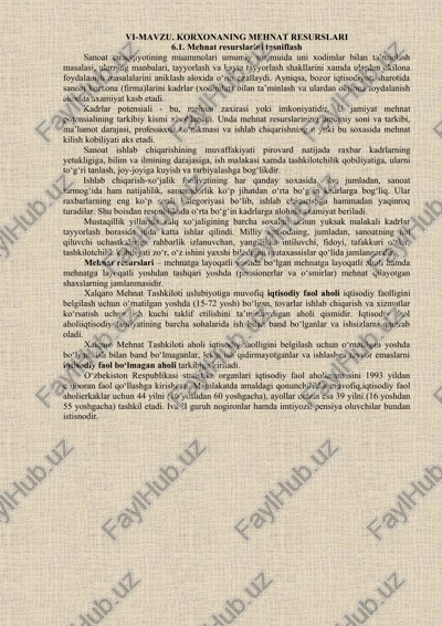 mehnat resurslari — DOCX