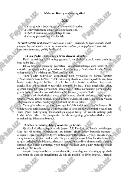 detal yuzalarining sifati — DOCX