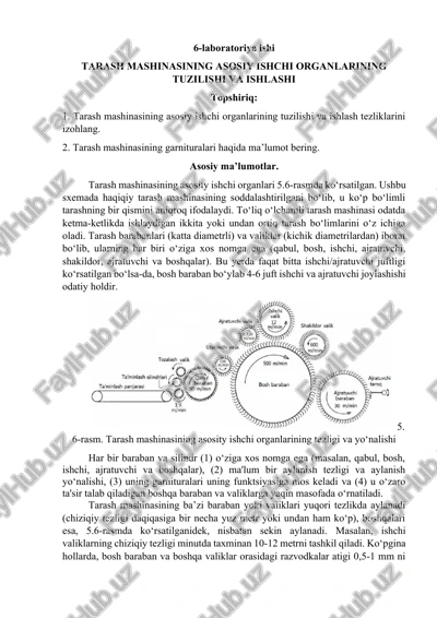 tarash mashinasining asosiy ishchi organlari — DOCX