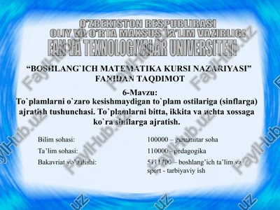 boshlang`ich matematika kursi nazariyasi — PPT