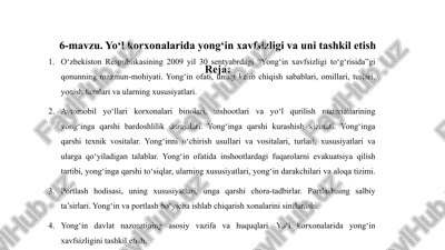 yong‘in xavfsizligi va uni tashkil etish — PPTX