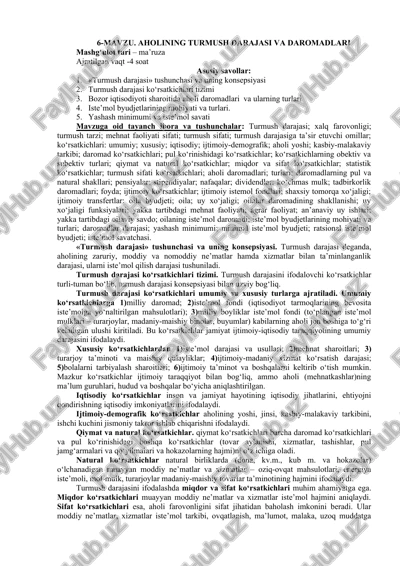 aholining turmush darajasi va daromadlari — DOCX