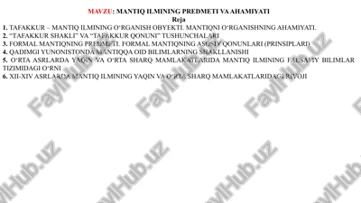 mantiqqa oid bilimlarning shakllanishi — PPTX