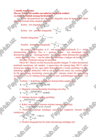 portlovchi modda zaryadlarini portlatish usullari — DOC