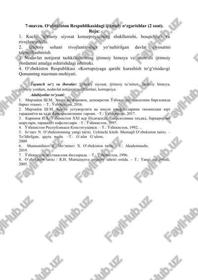 o‘zbekiston respublikasidagi ijtimoiy o‘zgarishlar — DOCX
