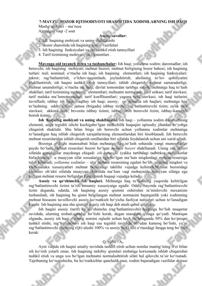 ish haqini tashkil etish tamoyillari — DOCX