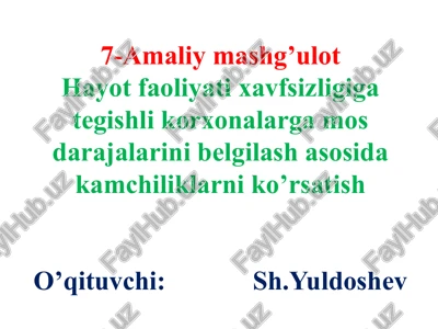 hayot faoliyati xavfsizligi — PPTX