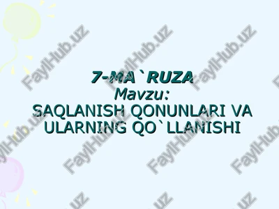 tabiat simmetriyasi va saqlanish qonunlari — PPT