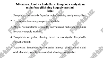 favqulodda vaziyatlarda fuqarolar muhofazasining asosiy tamoyillari — PPTX