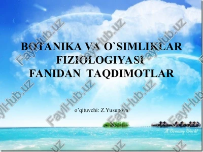 botanika va o`simliklar fiziologiyasi — PPT
