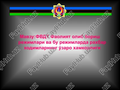 fvdt faoliyat olib borish rejimlari va bu rejimlarda raxbar xodimlarning o'zaro xamkorligi — PPT