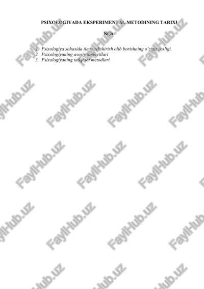 psixologiyada experimental metodining tarixi — DOCX