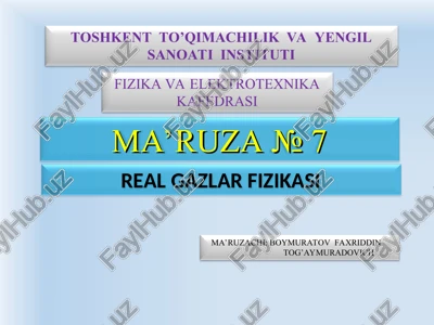 real gazlar fizikasi — PPT