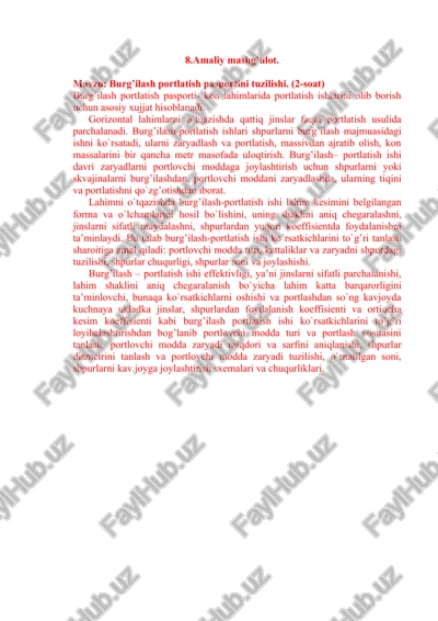 burg'ilash portlatish pasporti — DOC
