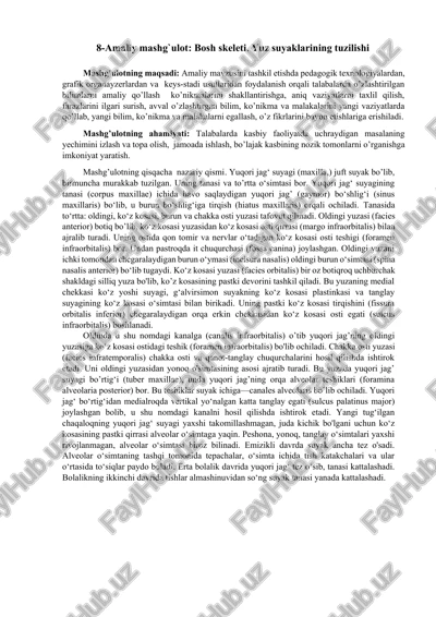 8-amaliy mashg`ulot: bosh skeleti. yuz suyaklarining tuzilishi — DOCX