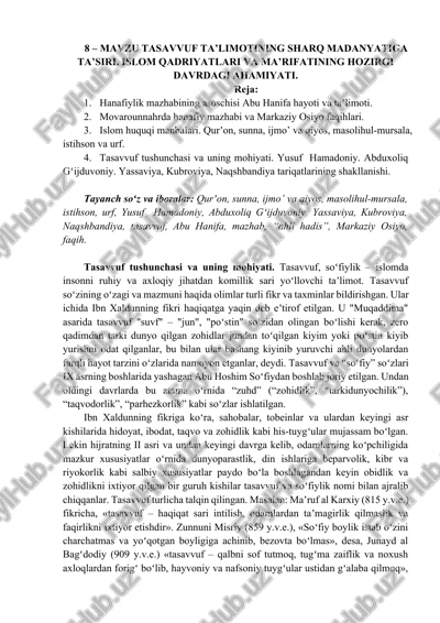tasavvuf ta’limoti — DOCX