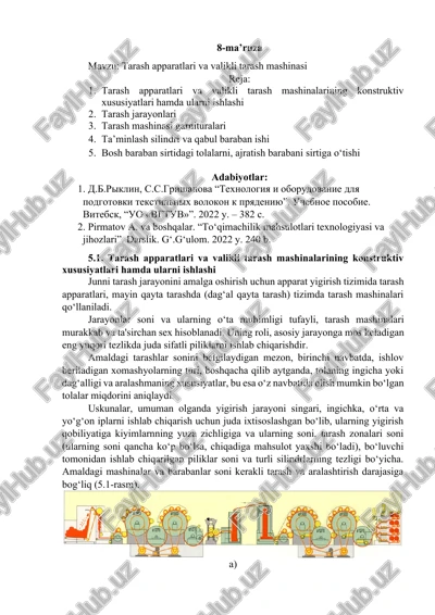 tarash apparatlari va valikli tarash mashinasi — DOCX