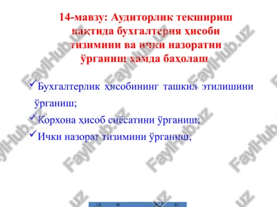 auditorliktekshirish va buxgalteriya — PPTX