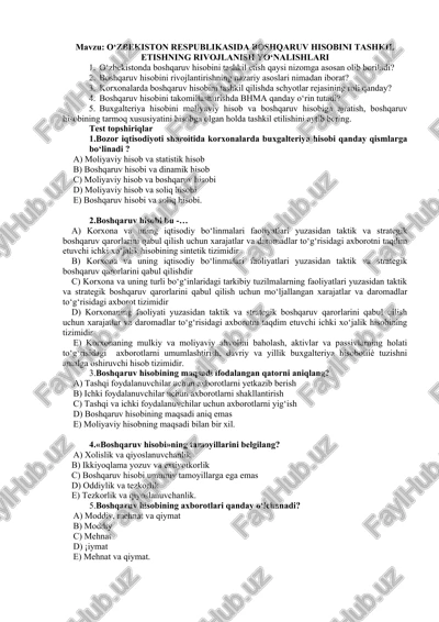 o‘zbekiston respublikasida boshqaruv hisobini tashkil etishning rivojlanish yo‘nalishlari — DOCX