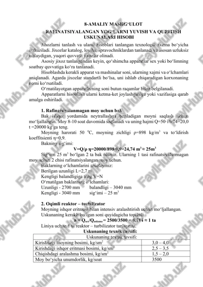 rafinatsiyalanmagan moy uchun bak — DOCX