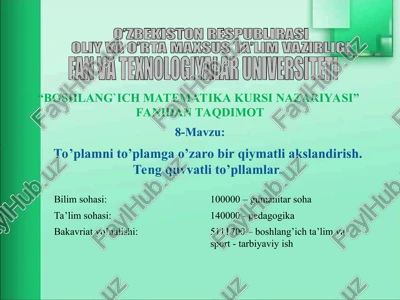 boshlang`ich matematika kursi nazariyasi — PPT