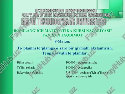 boshlang`ich matematika kursi nazariyasi — PPT